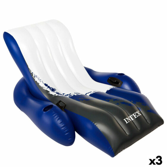 Надувное кресло для бассейна Intex Floating Recliner Синий Белый 180,3 x 66 x 134,6 см (3 шт)