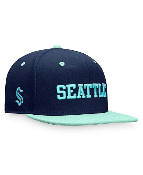 Men's Deep Sea Blue, Light Blue Seattle Kraken Heritage City Two-Tone Snapback Hat