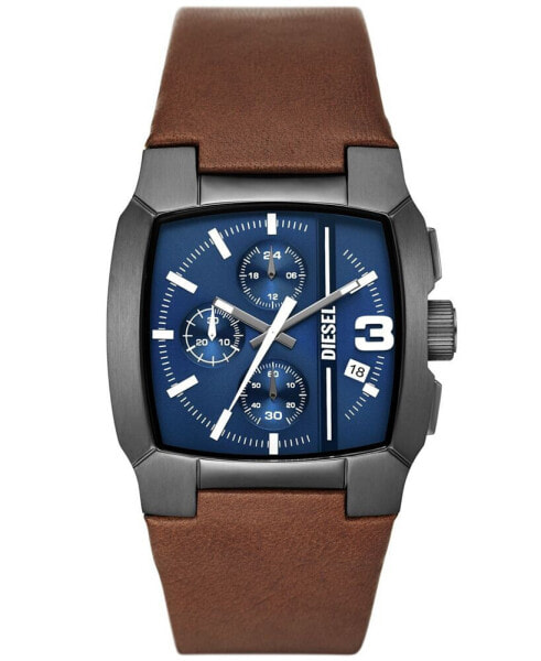 Men's Cliffhanger Quartz Chronograph Brown Leather Watch 40mm