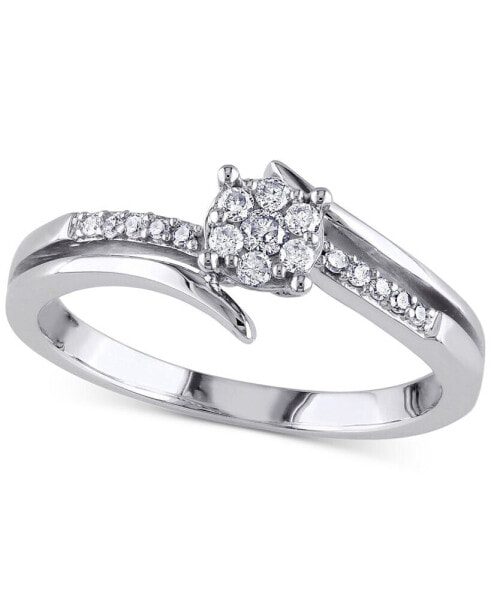 Diamond Cluster Swirl Engagement Ring (1/5 ct. t.w.) in 14k White Gold