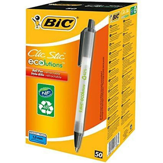 Ручка с жидкими чернилами Bic Clic Stic Чёрный 0,32 mm (50 Предметы)