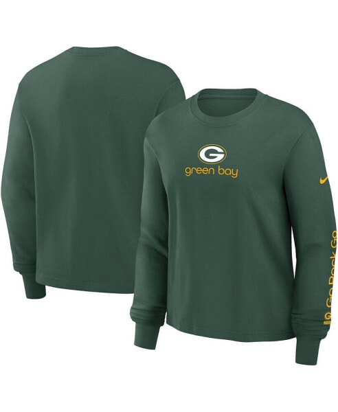 Women's Green Green Bay Packers Boxy Long Sleeve T-Shirt