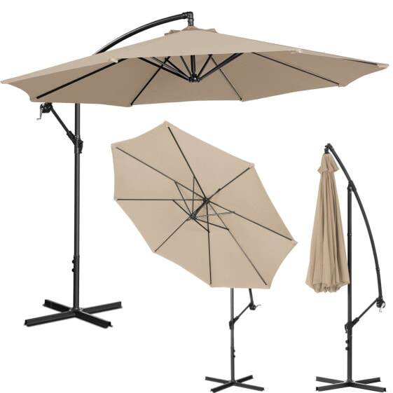 Пляжный зонтик Uniprodo округлый наклонный с диаметром 300 см кремовый
