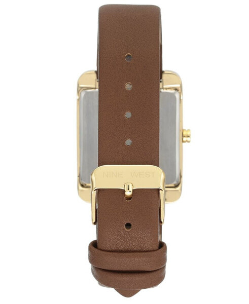Women's Gold-Tone and Brown Faux Leather Strap Watch 29mm
