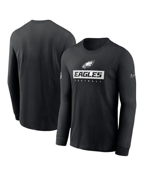 Men's Black Philadelphia Eagles Sideline Performance Long Sleeve T-Shirt