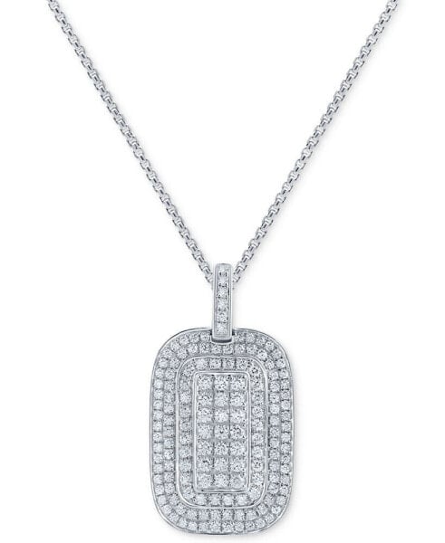 Men's Diamond Cluster Dog Tag 22" Pendant Necklace (2 ct. t.w.) in 10k White Gold