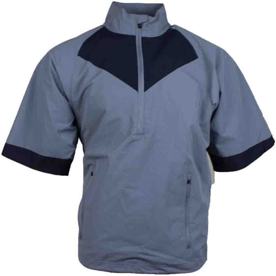 Page & Tuttle Colorblock Short Sleeve HalfZip Windbreaker Pullover Mens Blue Cas