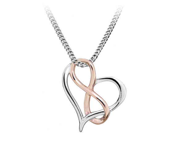 Romantic heart bicolor necklace with infinity symbol SC428