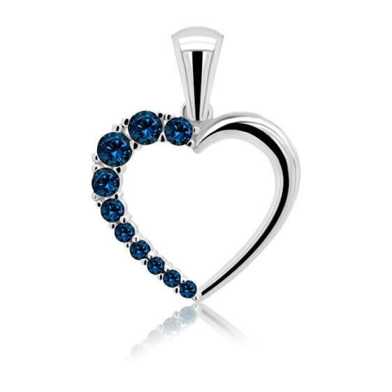 Romantic silver pendant with dark blue zircons PT42WB