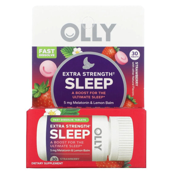 Витамины для здорового сна Olly Sleep, дополнительная сила, клубника, 30 таблеток