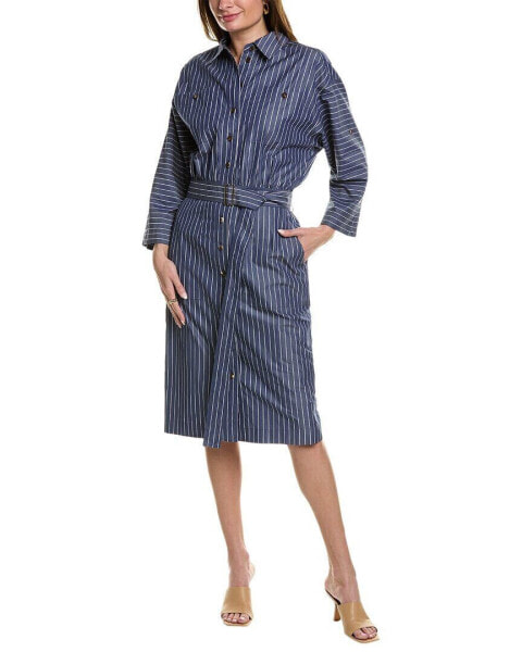 Lafayette 148 New York Tab Sleeve Shirtdress Women's Blue L