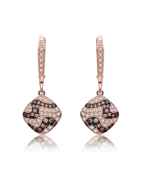 Sterling Silver 18K Rose Gold Plating Cubic Zirconia Square Designed Earring