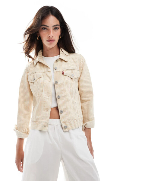 Levi's original stripe denim trucker jacket in beige