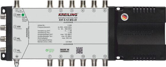Kreiling KR 5-12 MS-III - 5 inputs - 12 outputs - 950 - 2200 MHz - 40 - 862 MHz - -5 - 1 dB - 102 dB?V