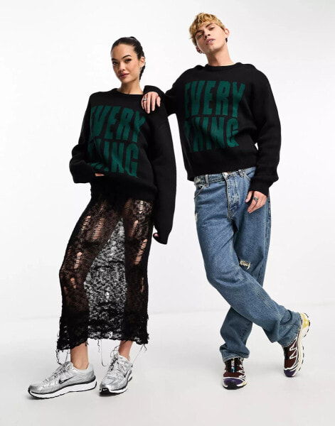 Weekday – Unisex Fabian – Unisex-Pullover in Schwarz mit Grafikprint, exklusiv bei ASOS