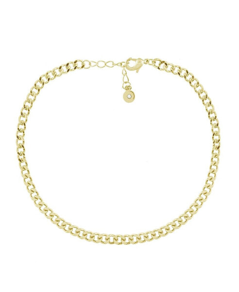 Flat Curb Link Anklet in Gold Plate