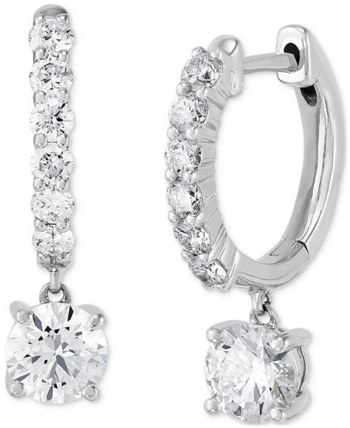 Lab Grown Diamond Dangle Small Hoop Earrings (1-1/2 ct. t.w.) in 14k White Gold