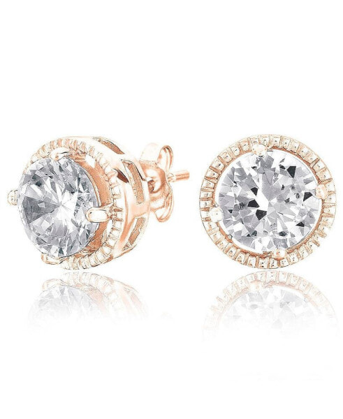 Sterling Silver Cubic Zirconia Round Earrings