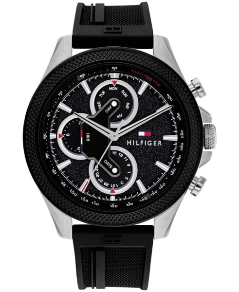 Men's Multifunction Black Silicone Watch 46mm