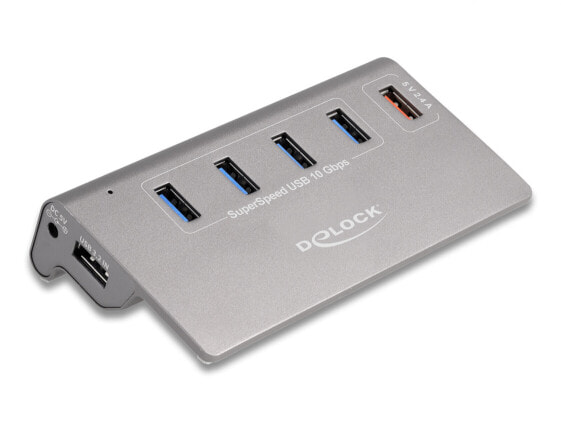 Delock USB 10 Gbps Hub mit 4 Typ-A Ports+ 1 Schnellladeport inkl