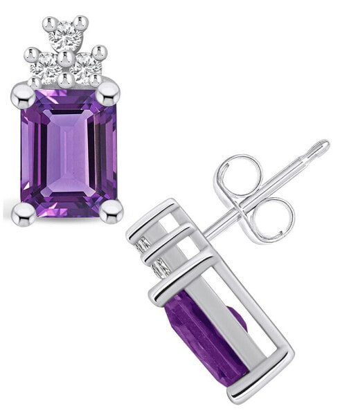 Серьги Macy's Amethyst and Diamond Stud