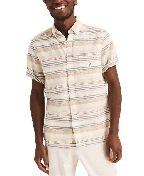 Men's Striped Short Sleeve Button-Down Shirt