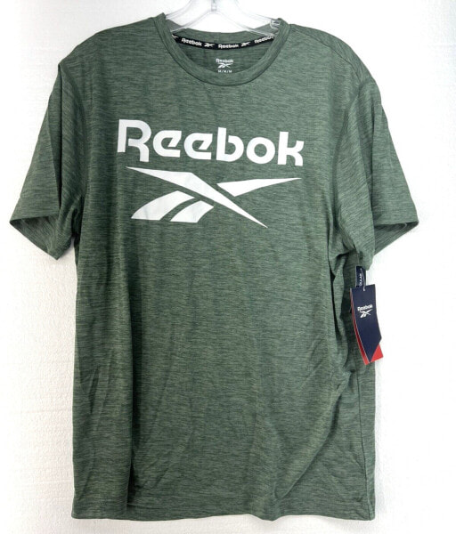 Reebok Men's Adult Size M Tee Shirt T Green Gym Run Athletic Casual Polyester