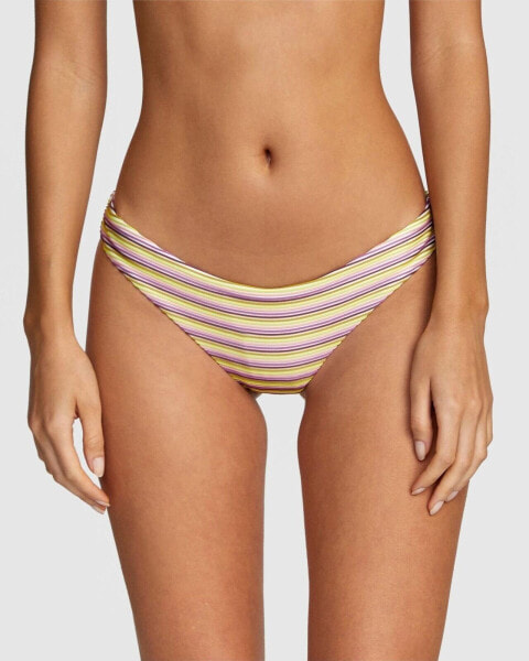 RVCA 282894 Women's Cheeky Bikini Bottoms - Stripe Out Cheeky (Creme, Medium)
