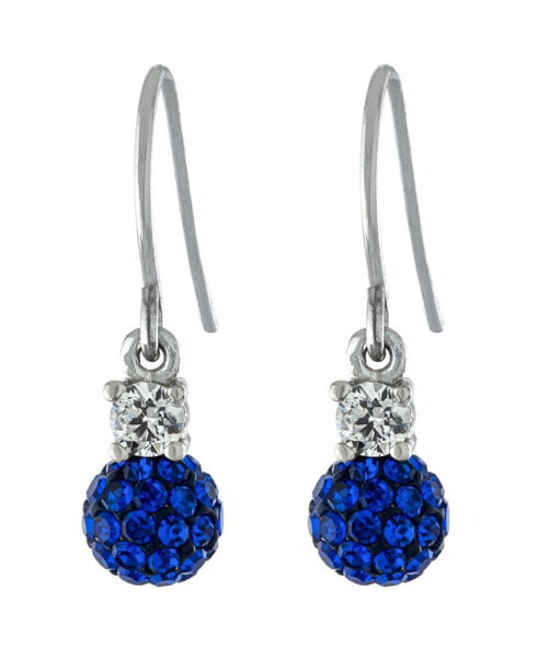 6mm Pave Crystal Ball Drop Wire Earrings in Sterling Silver