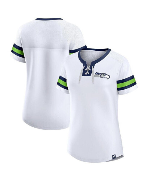 Women's White Seattle Seahawks Sunday Best Lace-Up T-shirt