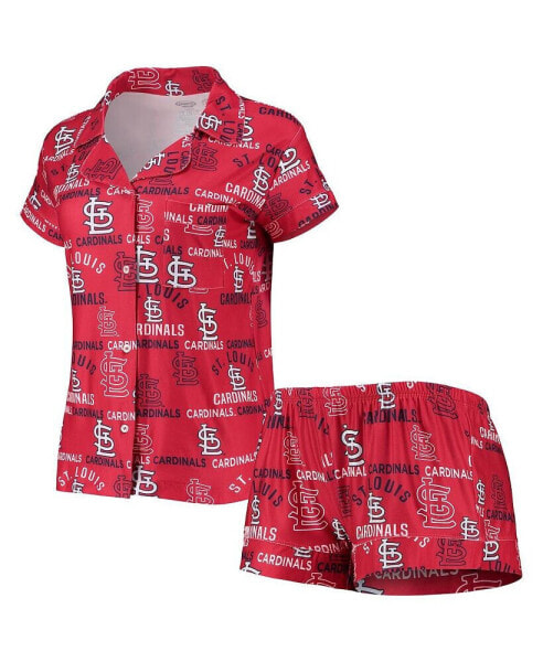 Women's Red St. Louis Cardinals Flagship Allover Print Top and Shorts Sleep Set