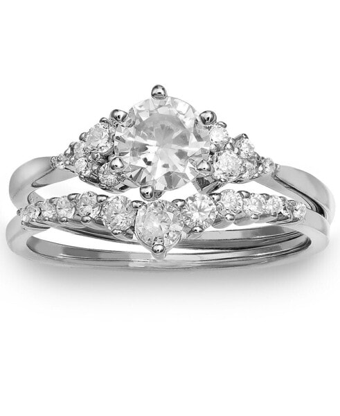 2-Pc. Set Cubic Zirconia Ring & Matching Band in Sterling Silver, Created for Macy's
