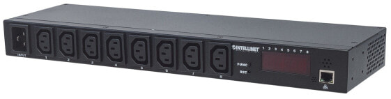 Intellinet 19" Intelligent 8-Port PDU - 19" Rackmountable C13 Intelligent Power Distribution Unit; Monitors Power - Temperature and Humidity (Euro 2-pin plug) - Metal - Black - 8 AC outlet(s) - C13 coupler - IEC320 C20 - FCC - CE