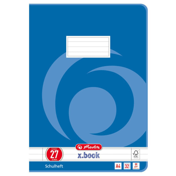 Herlitz 340273 - Blue - White - 32 sheets - Lined paper - A4 - 80 g/m² - Paper