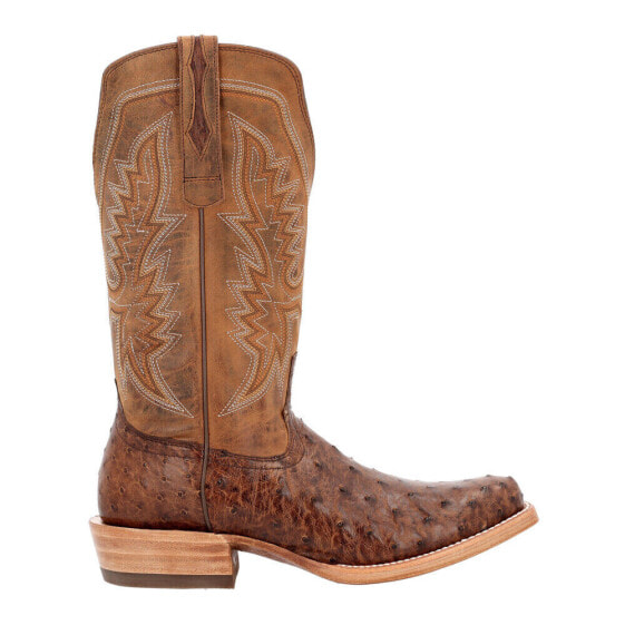 Durango Prca Collection FullQuill Ostrich Square Toe Cowboy Mens Brown Western
