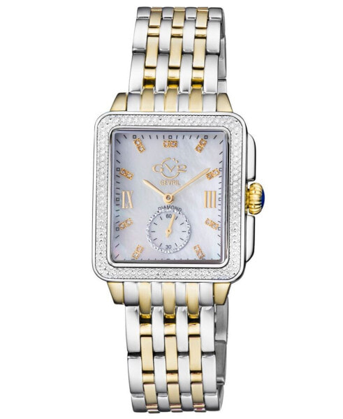 Women's Bari Tortoise Swiss Quartz Diamond Accents Two-Tone SS IPYG Stainless Steel Bracelet Watch 34mm x 30mm