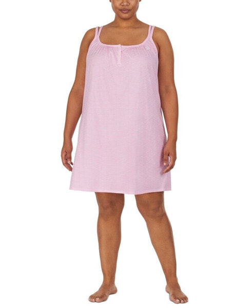 Plus Size Cotton Knit Double-Strap Nightgown