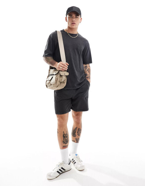 ONLY & SONS sweat short co-ord in washed black