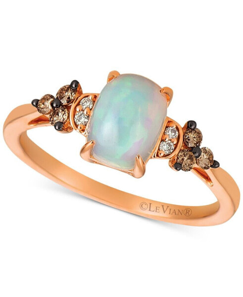 Opal (5/8 ct. t.w.) & Diamond (1/6 ct. t.w.) Ring in 14k Rose Gold