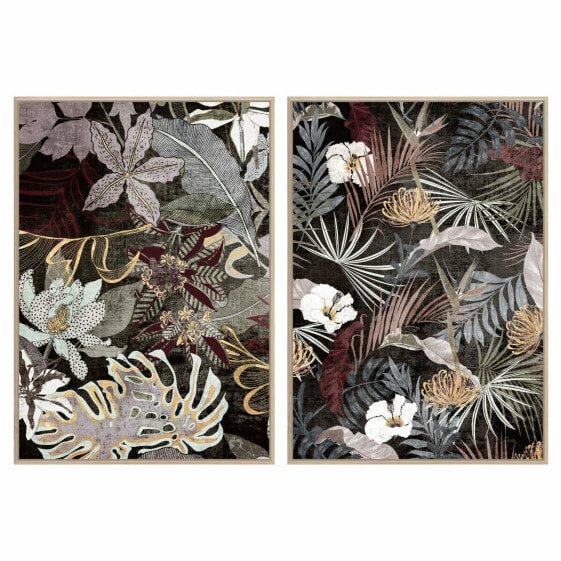 Картина с листьями тропического растения DKD Home Decor 83 x 4,5 x 123 см (2 штуки)