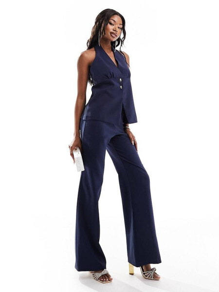 Vesper wide leg trousers co-ord in navy