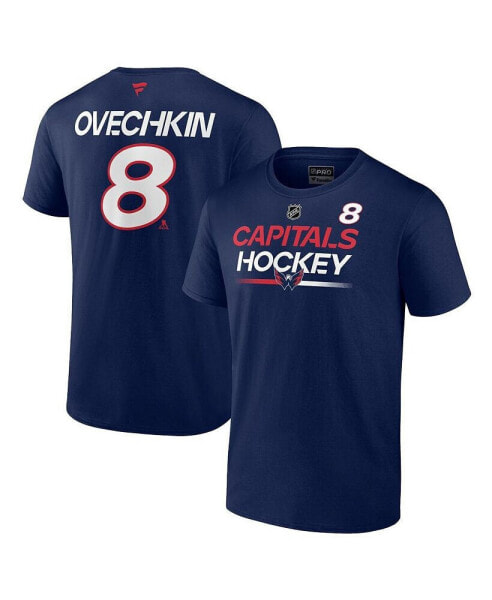 Men's Alexander Ovechkin Navy Washington Capitals Authentic Pro Prime Name and Number T-shirt
