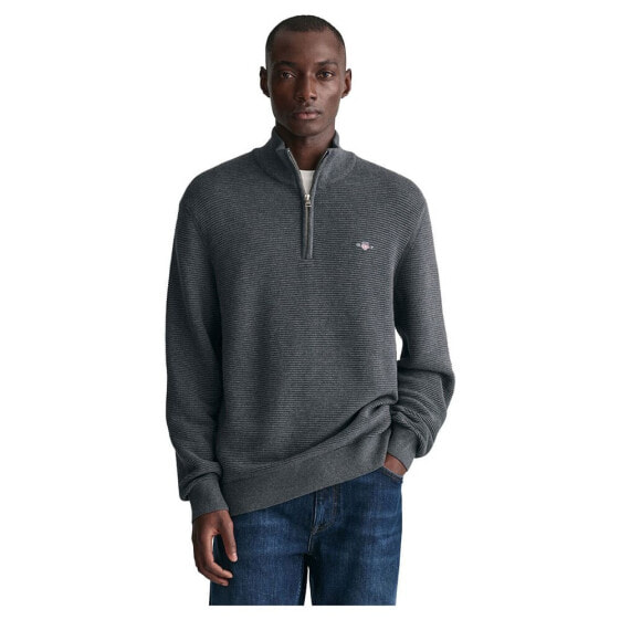 GANT Textured Cotton Half Zip Sweater