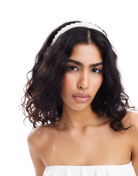 SUI AVA bridal embellished headband in white