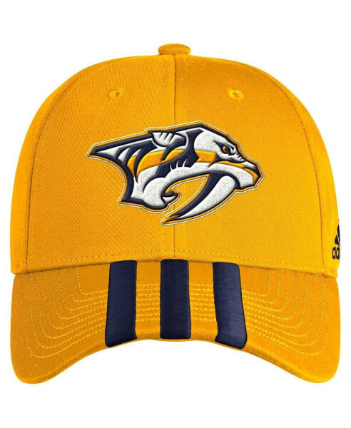 Men's Gold Nashville Predators Locker Room Three Stripe Adjustable Hat