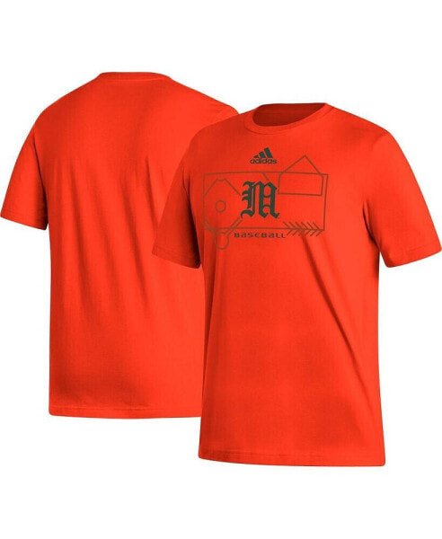 Men's Orange Miami Hurricanes Locker Lines Baseball Fresh T-shirt