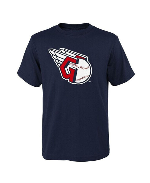 Big Boys and Girls Navy Cleveland Guardians Logo Primary Team T-shirt