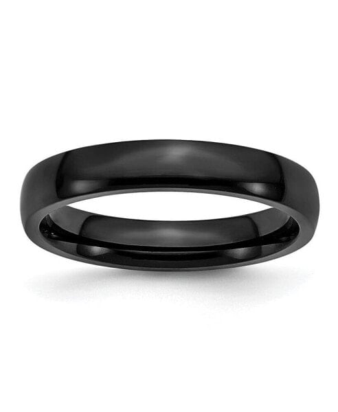 Stainless Steel Polished Black IP-plated 4mm Band Ring