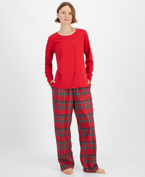 Family Pajamas Women's Brinkley Plaid-Mixed-Print Cotton Pajamas, Created for Macy's