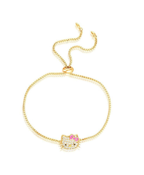 Sanrio Officially Licensed Authentic Pave Hello Kitty Face Lariat Bracelet